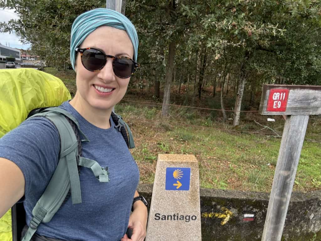 Samantha en route on a hike along the Camino de Santiago